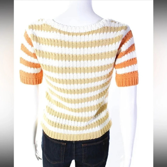 NWT Minnie Rose Chunky Knit Striped Short Sleeve Knit Top Small Color Block - Picture 5 of 13